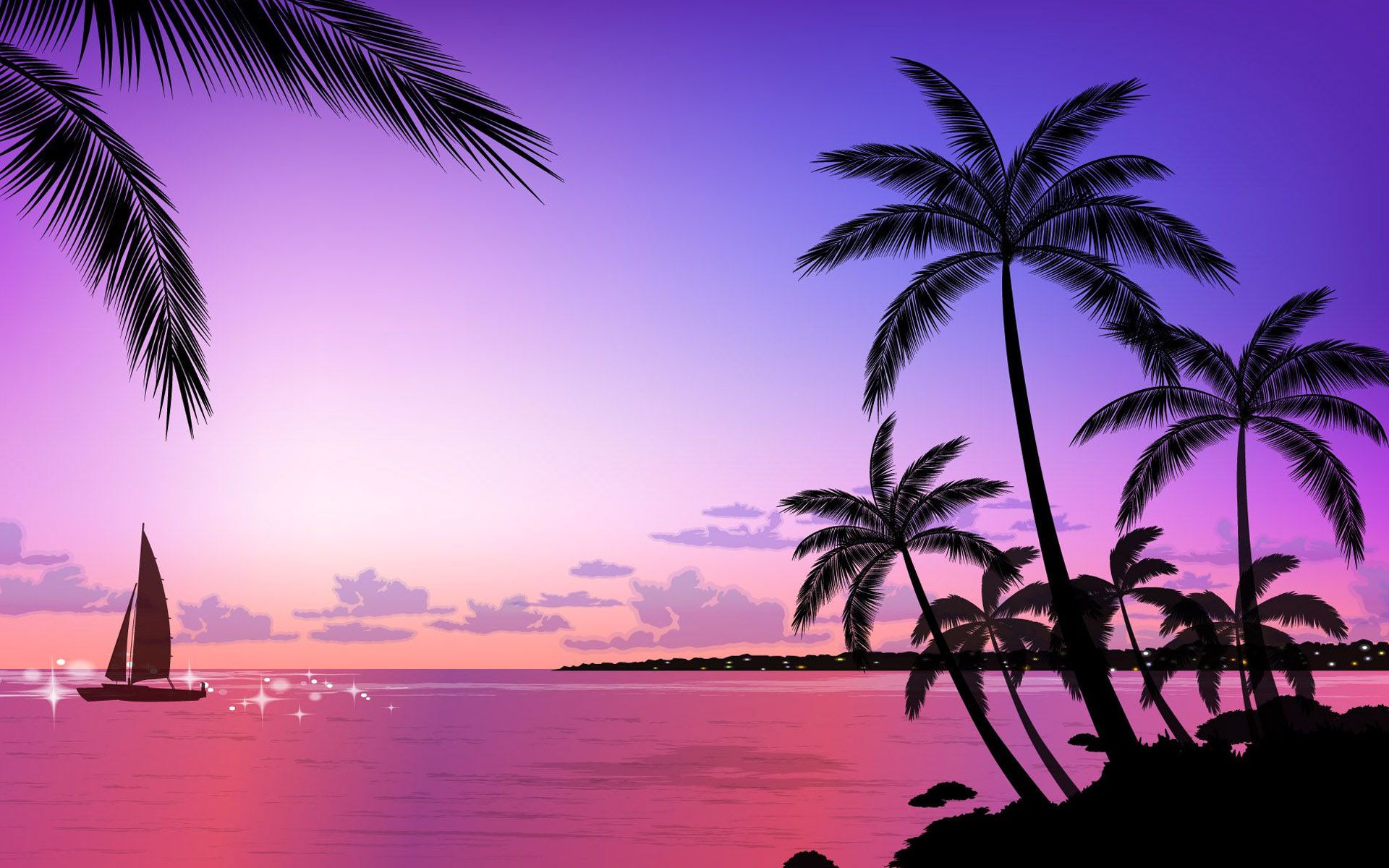 Tropical Beach Sunset Wallpaper # 6921159