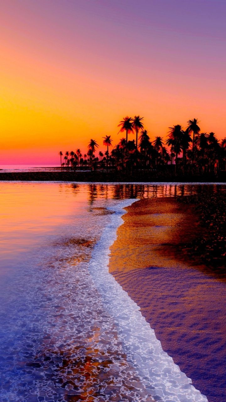 Playa Belleza Colores Rayos Rocas Impresionante Naranja Mar Océano Olas