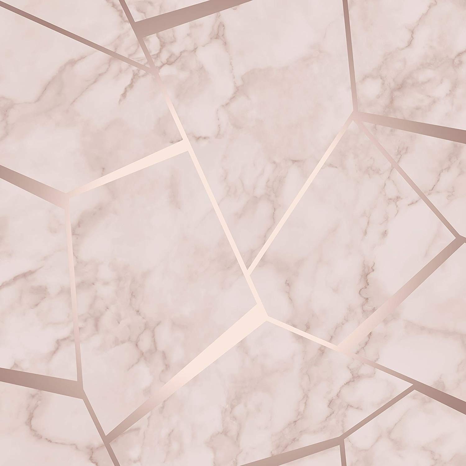 Papel pintado de mármol geométrico fractal oro rosa - Decoración fina FD42264