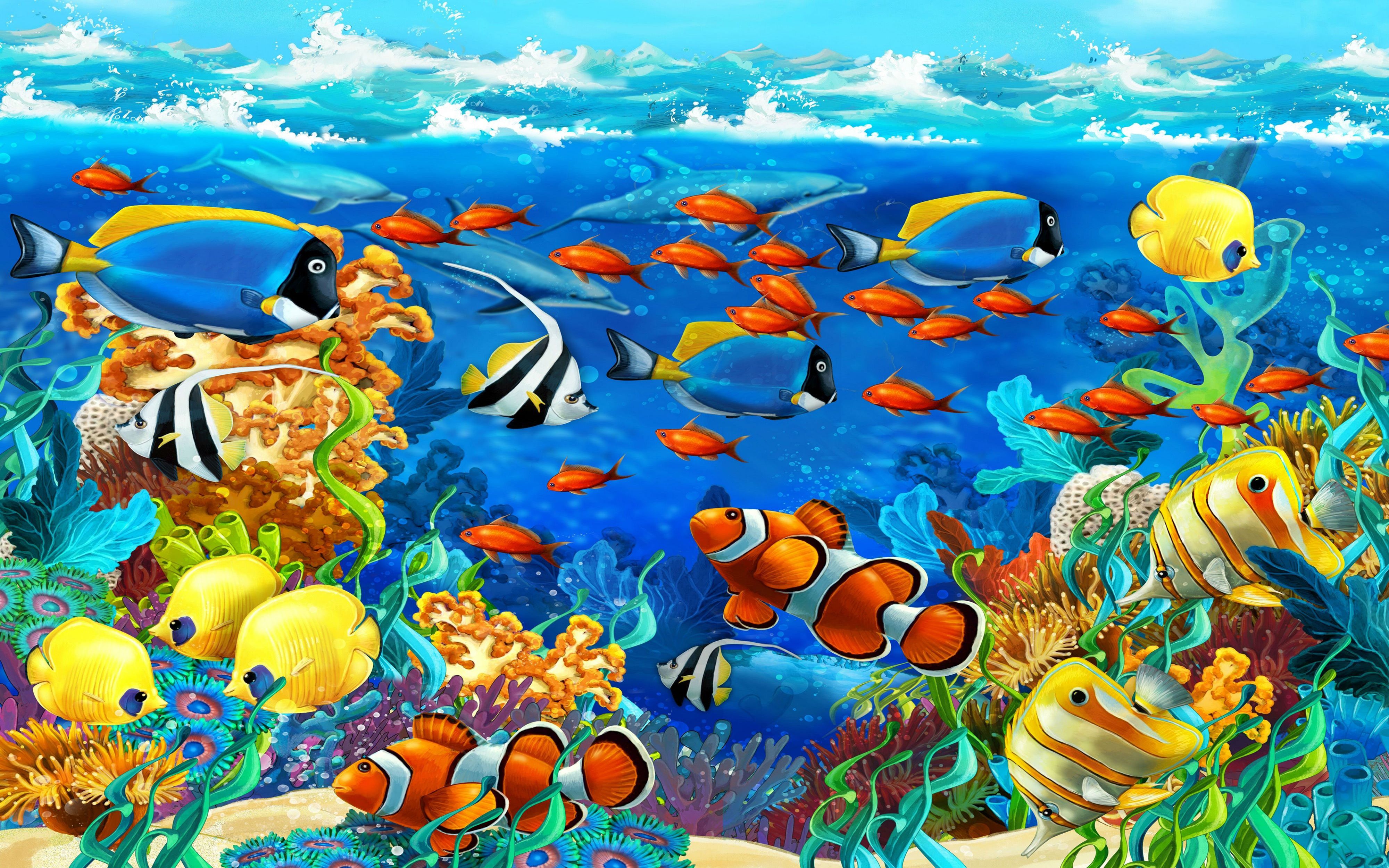 Sea Underwater World, Coral, Exotic Tropical Fish Wallpapers para