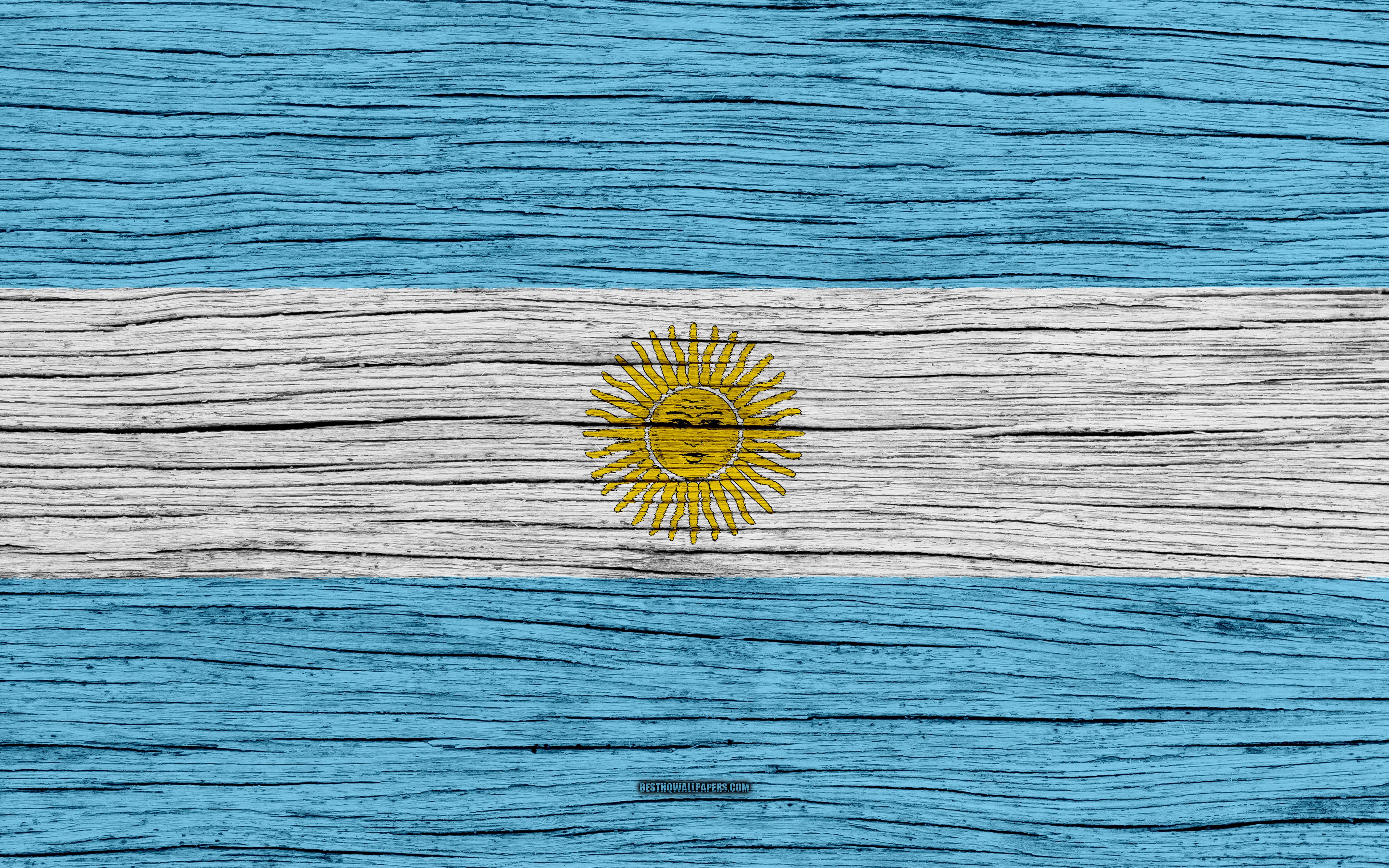 Descargar fondos de pantalla Bandera de Argentina, 4k, América del Sur, madera