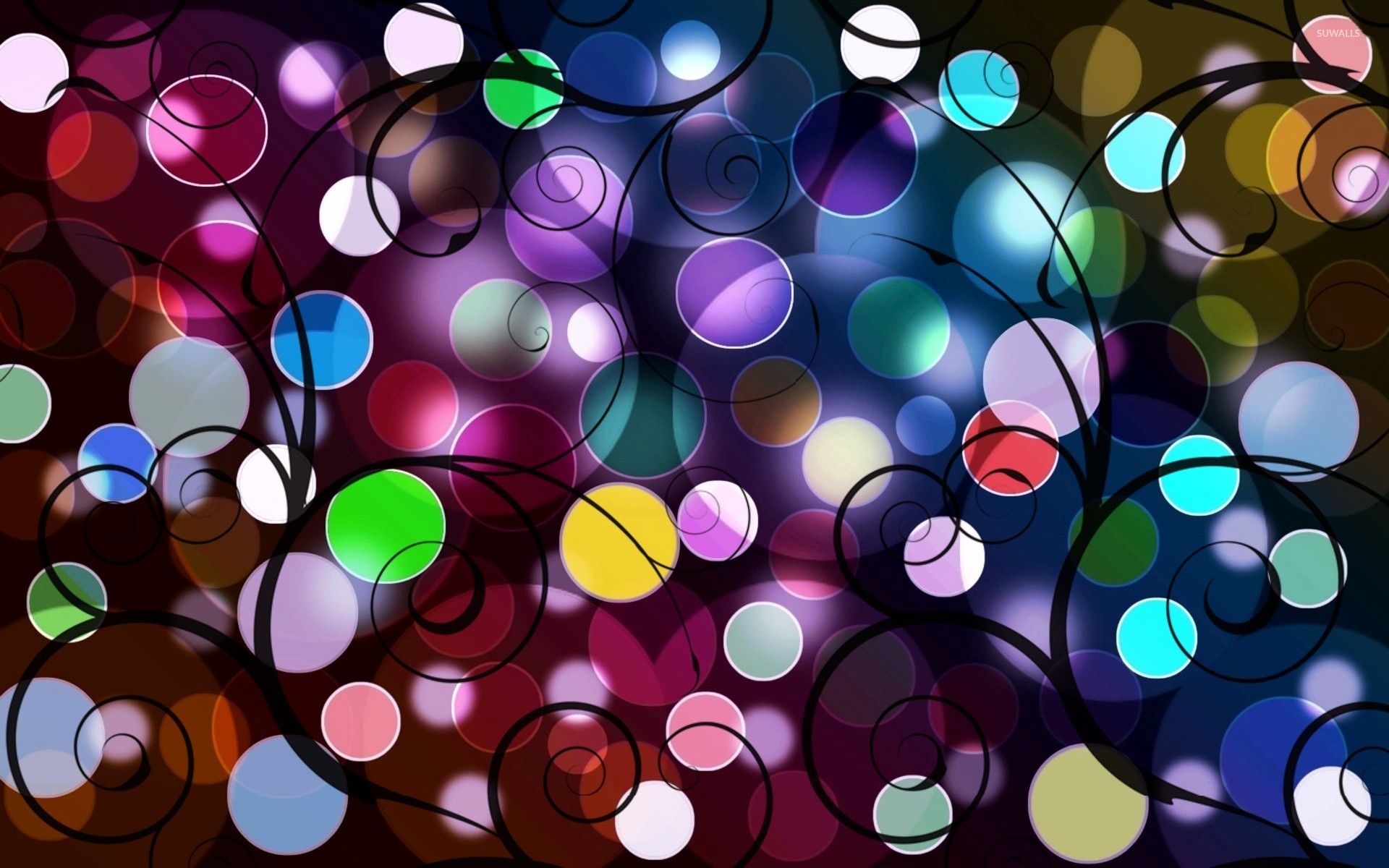 Fondo de pantalla de círculos y remolinos de colores - Fondos de pantalla vectoriales - # 26886