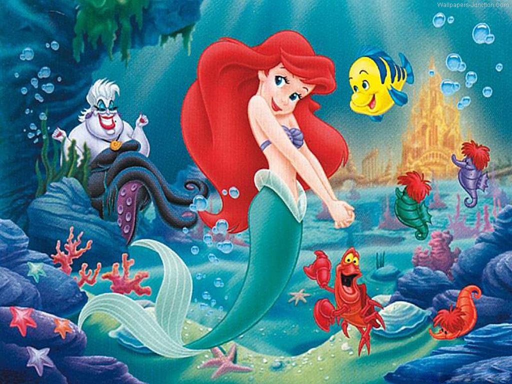 Little Mermaid Ariel Cartoon Widescreen fondo de pantalla para PC - Dibujos animados