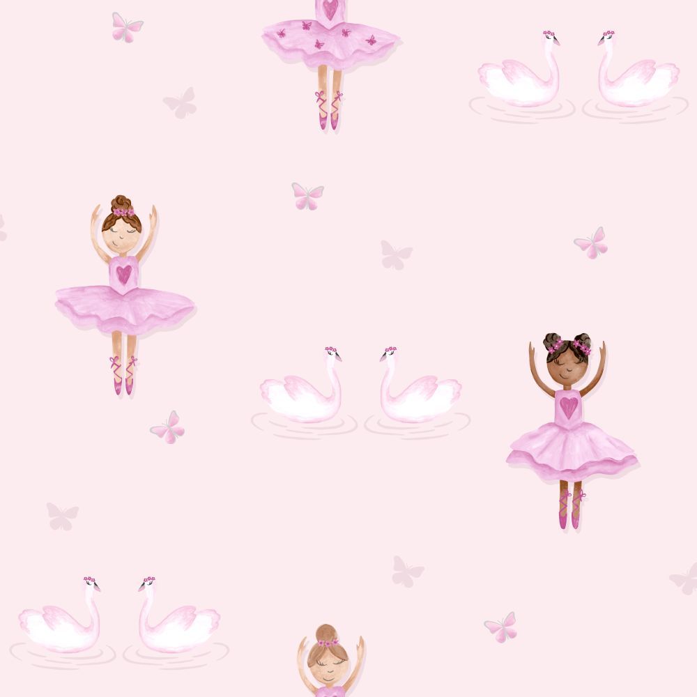 Par de bailarinas de niñas pequeñas sobre un fondo contrastante.  ilustración, fondo del espacio de copia