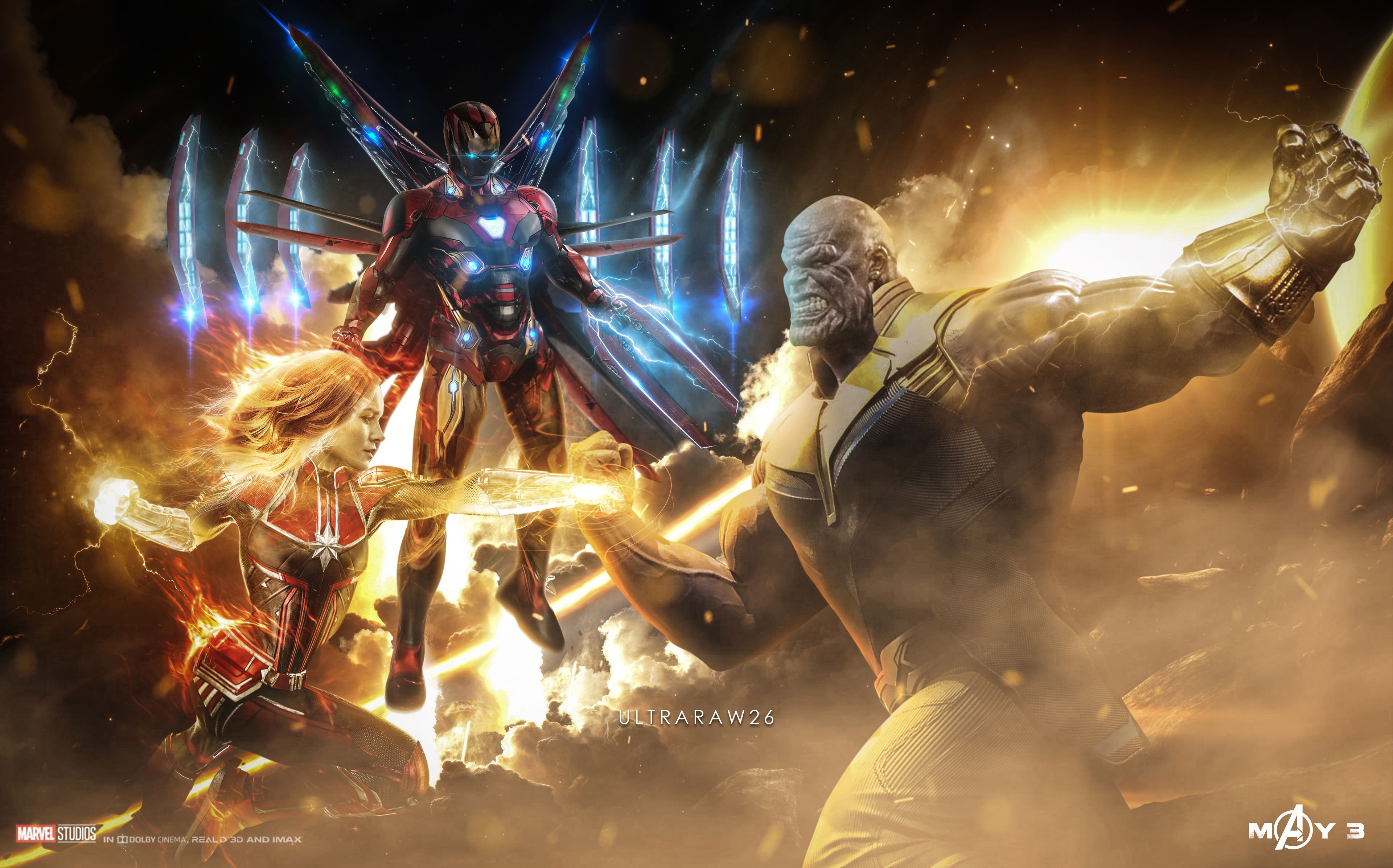 Capitán Marvel Thanos Iron Man 4k ilustraciones thanos-fondos de pantalla
