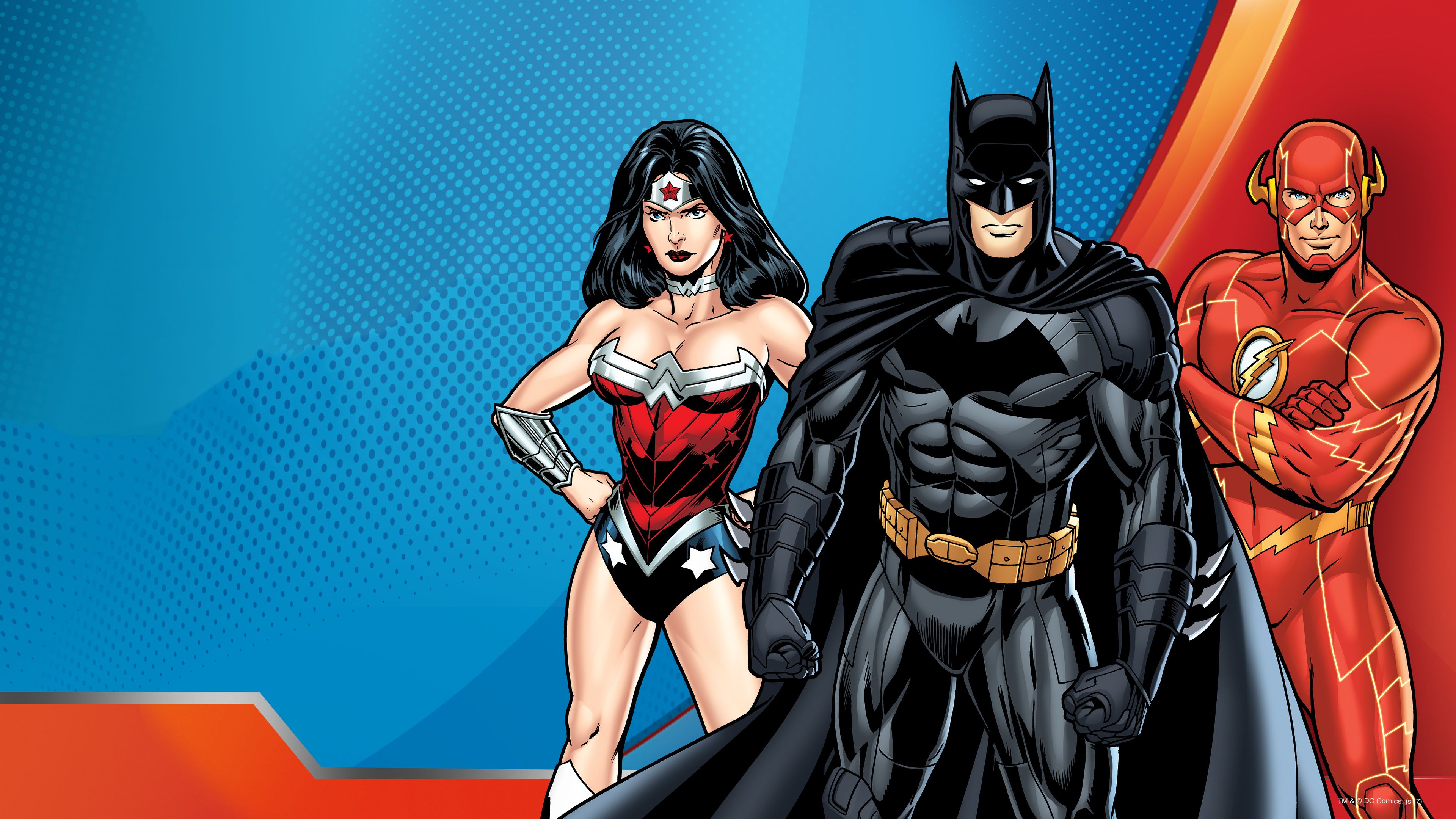 Fondo de pantalla 4k Batman Flash Wonder Woman Dc Superhéroes Comic Art 4k