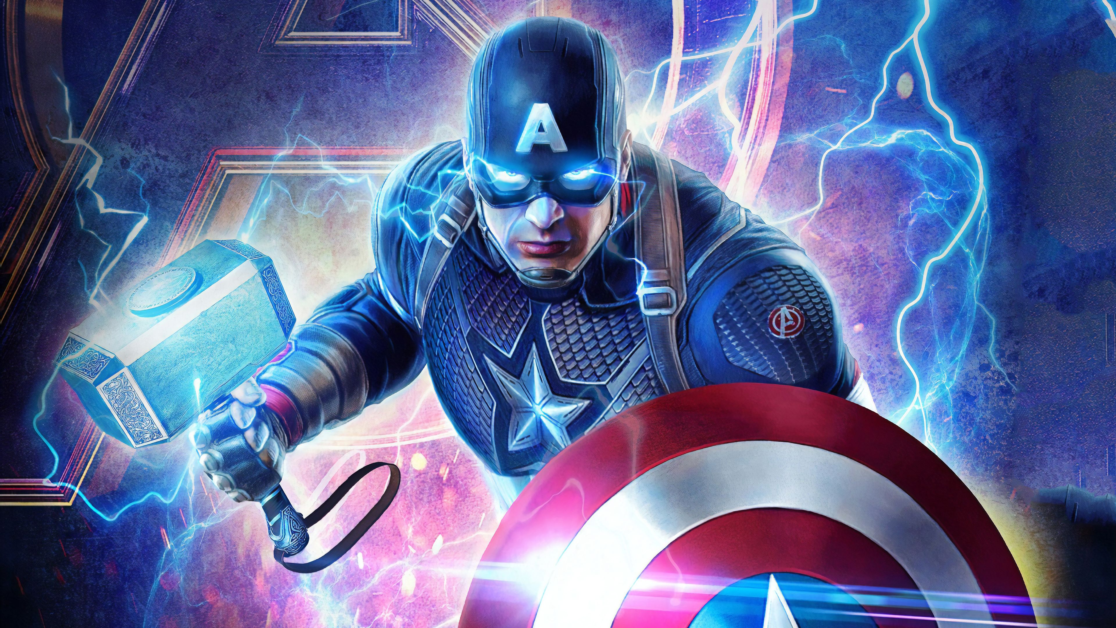2019 Captain America Mjolnir Avengers Endgame 4k, HD Superheroes, 4k