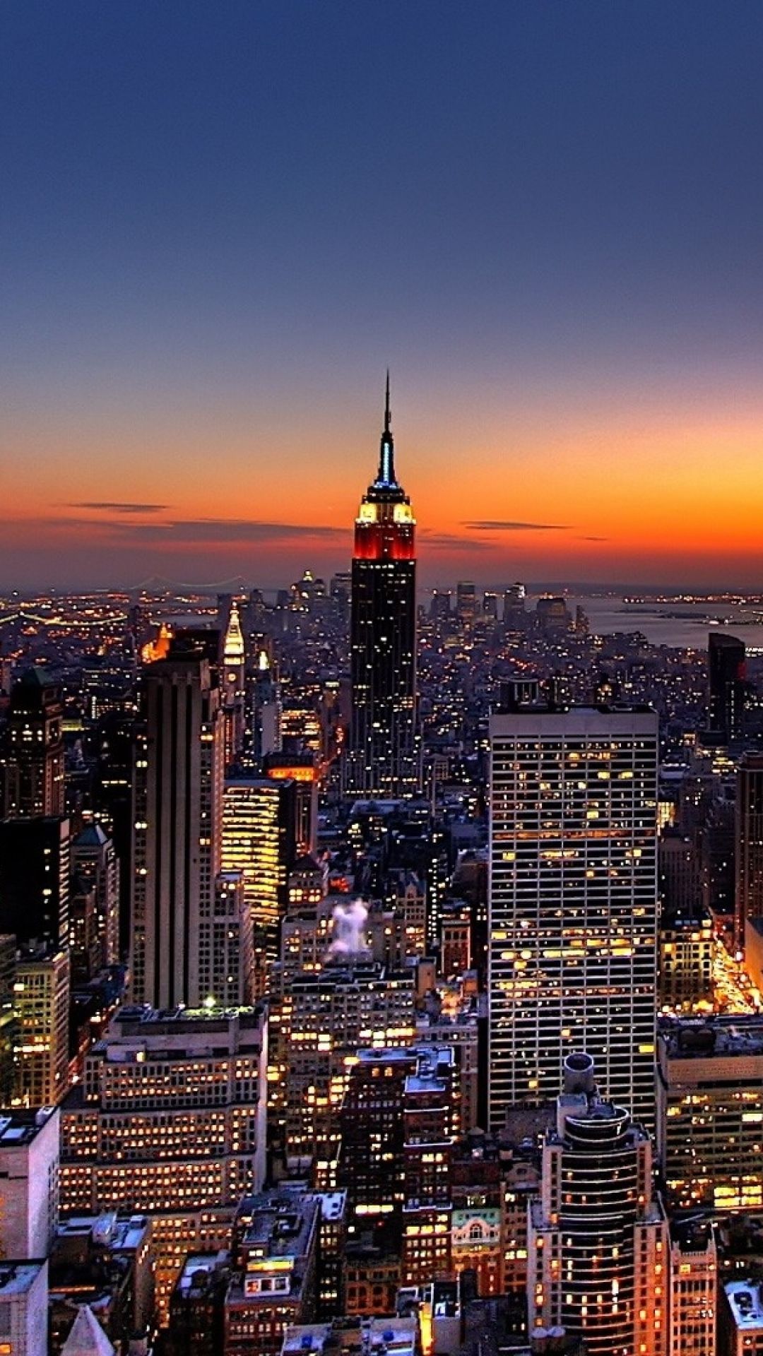 1080x1920 Fondos de pantalla nueva york, noche, rascacielos, vista superior | Ciudad