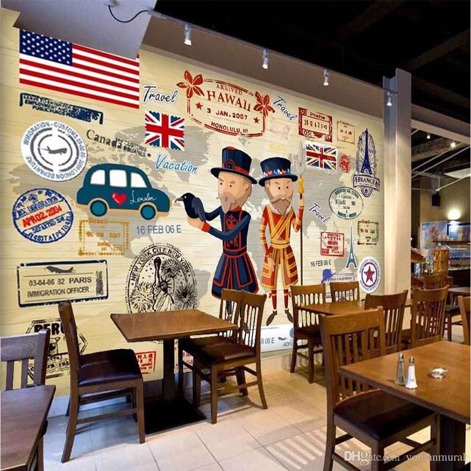 Fondo de pantalla personalizado Fondo de sofá de calle europeo americano Revestimientos de pared Café Bar Restaurante Salón Papel de pared Mural de pared grande