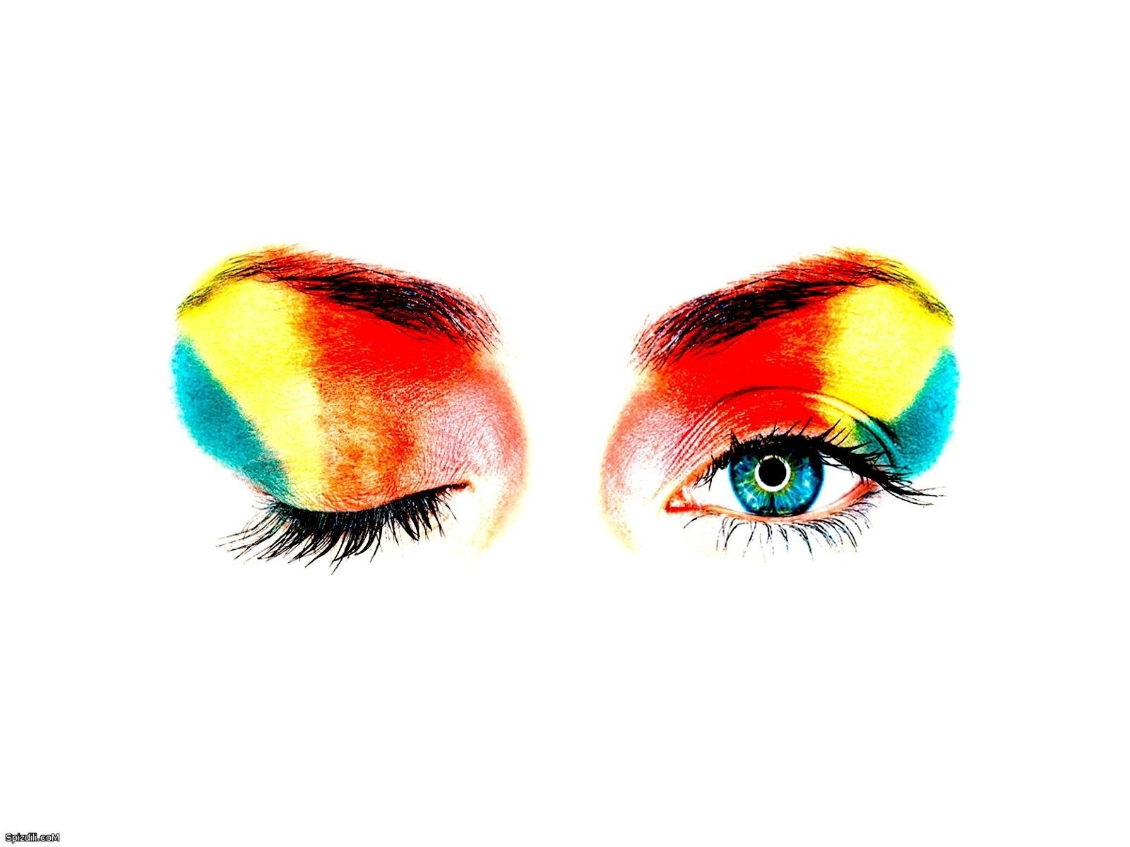 ojos arco iris multicolor maquillaje de ojos 1600x1200 fondo de pantalla de alta calidad