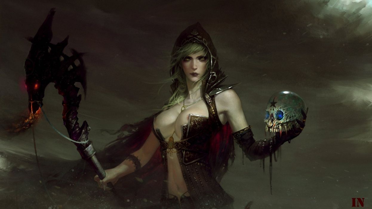 Magic Skull Gothic Mage Staff Capucha Sombreros Fantasy Girls darl witch