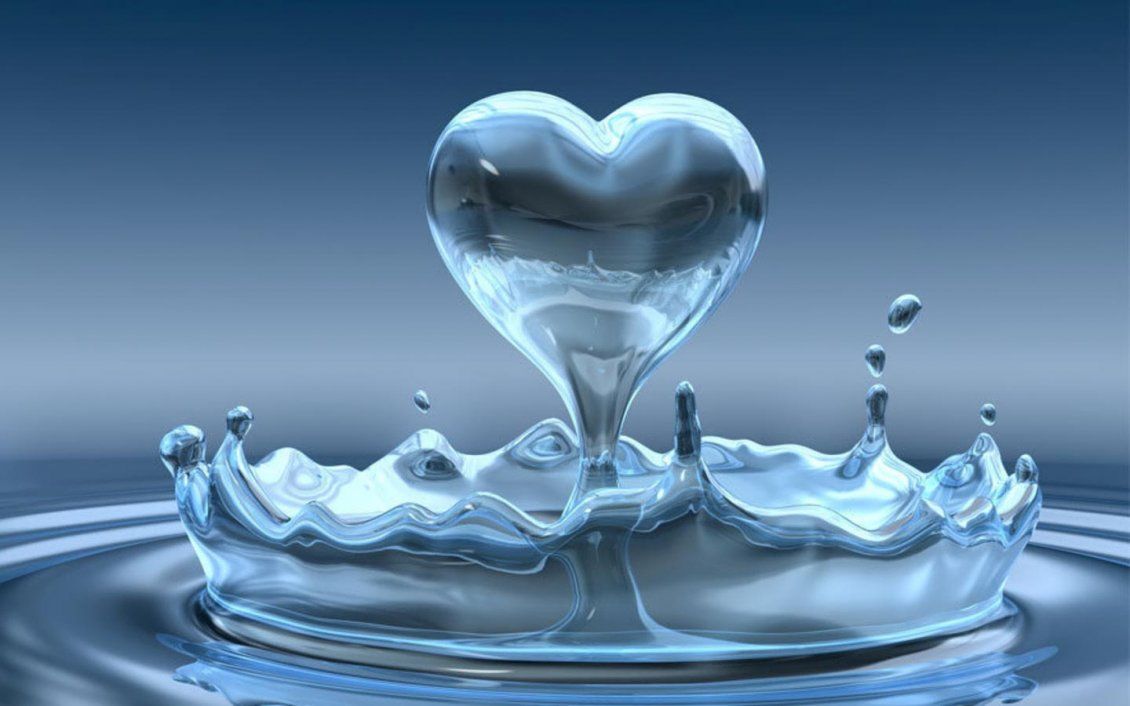 La gota de agua en forma de corazón - Love wallpapers