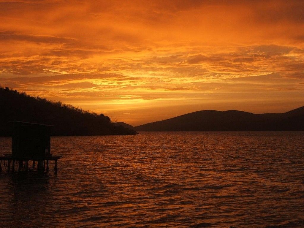 Puestas de sol: Ocean Sunset Venezuela Mountains Golden Wallpaper para HD 16