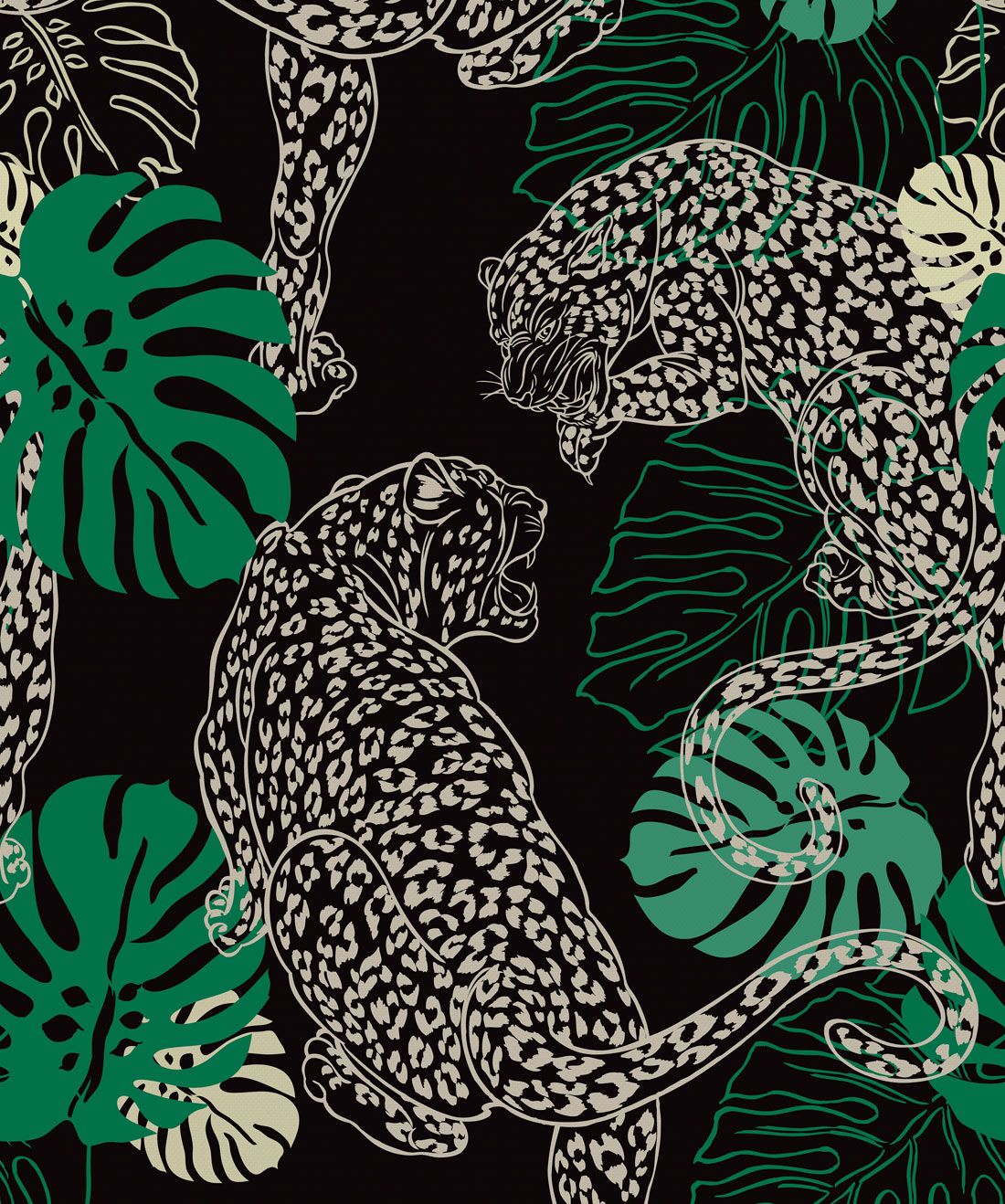 Leopard, Impresionante papel tapiz inspirado en Art Deco • Milton & King