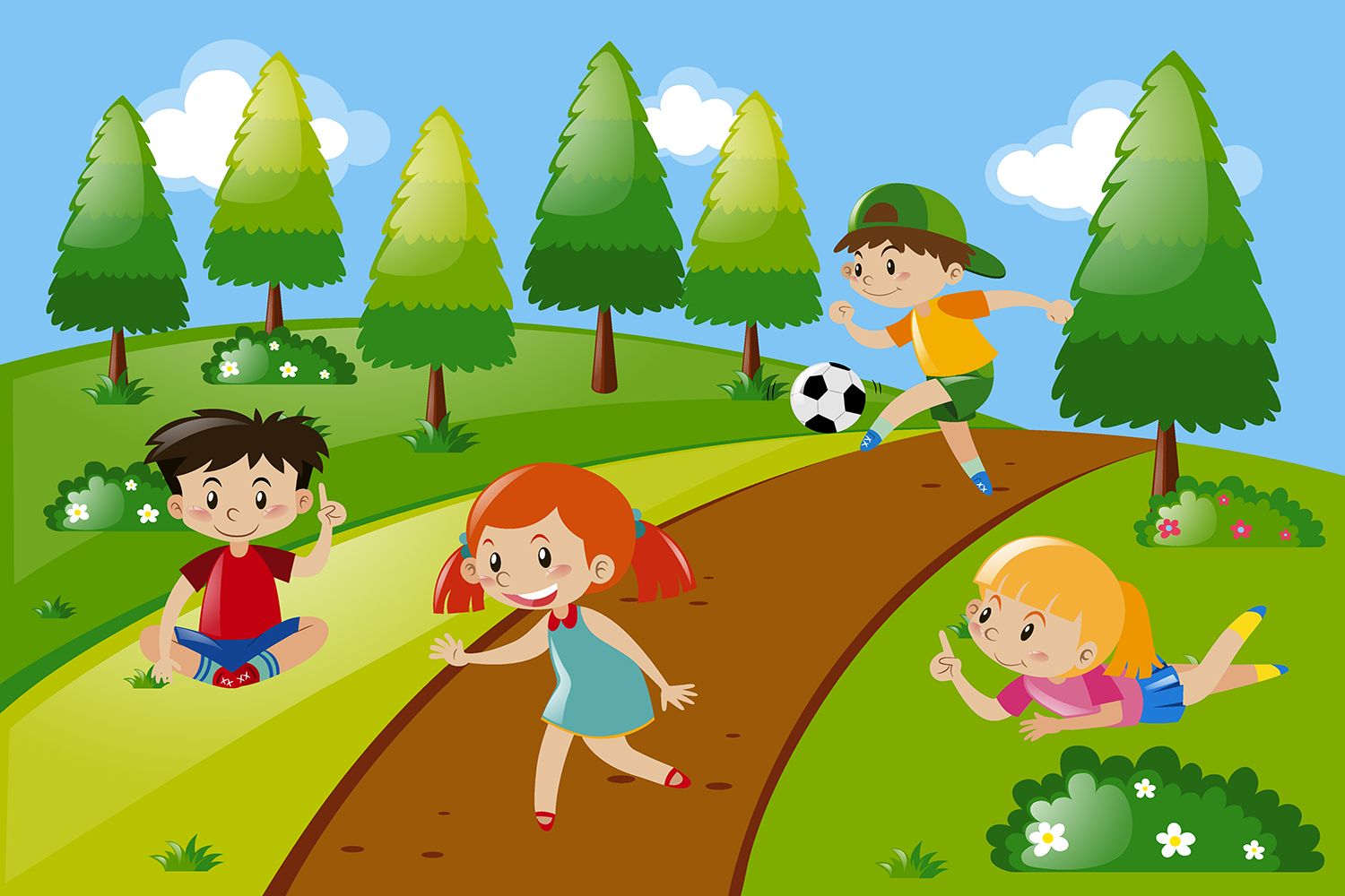 Comprar niños jugando en el fondo de pantalla Meadow en línea en la India en el mejor