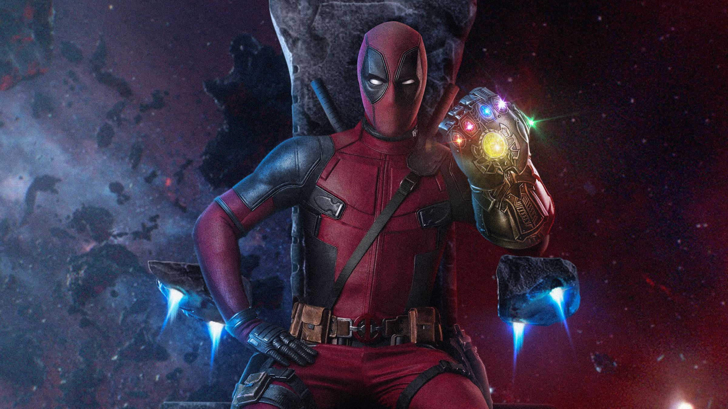 Deadpool con Infinity Gauntlet, HD Superheroes, 4k Wallpapers