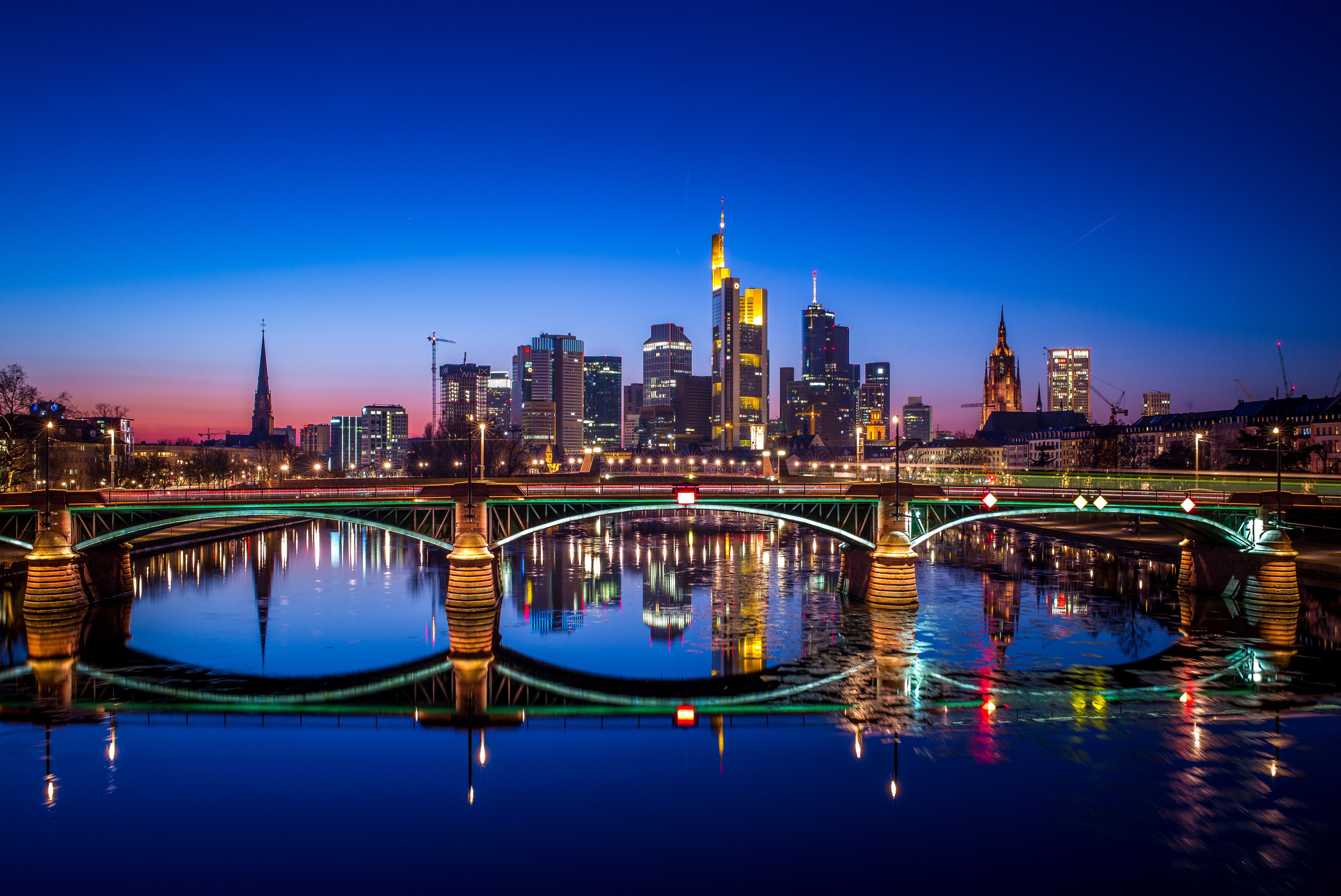 Fondo de pantalla de Frankfurt, Nightscape, Alemania, HD, 4K, Mundo, # 6088