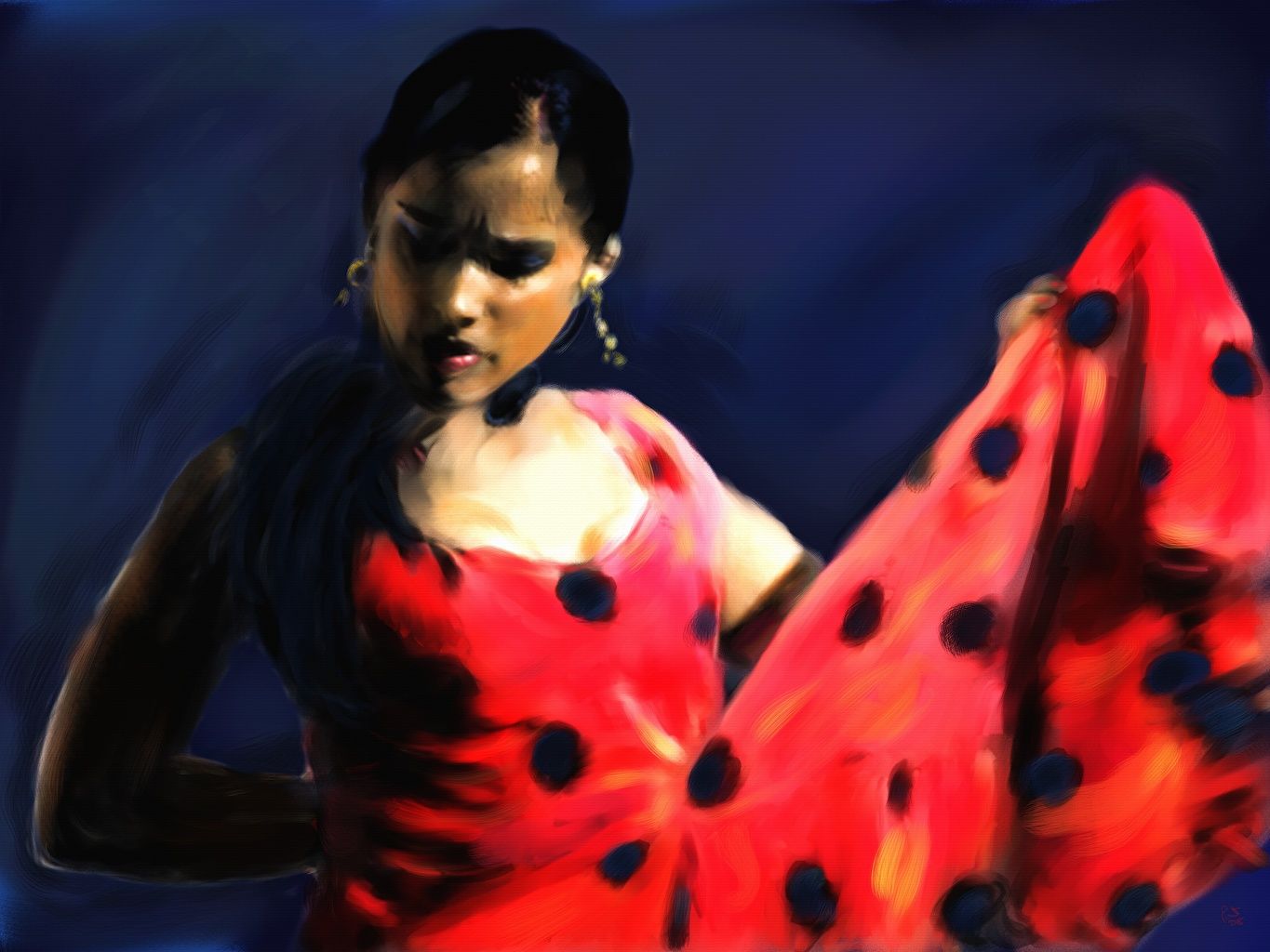 Fondos de pantalla Baile La bailarina de flamenco Chicas Arte pictórico Pintura Arte