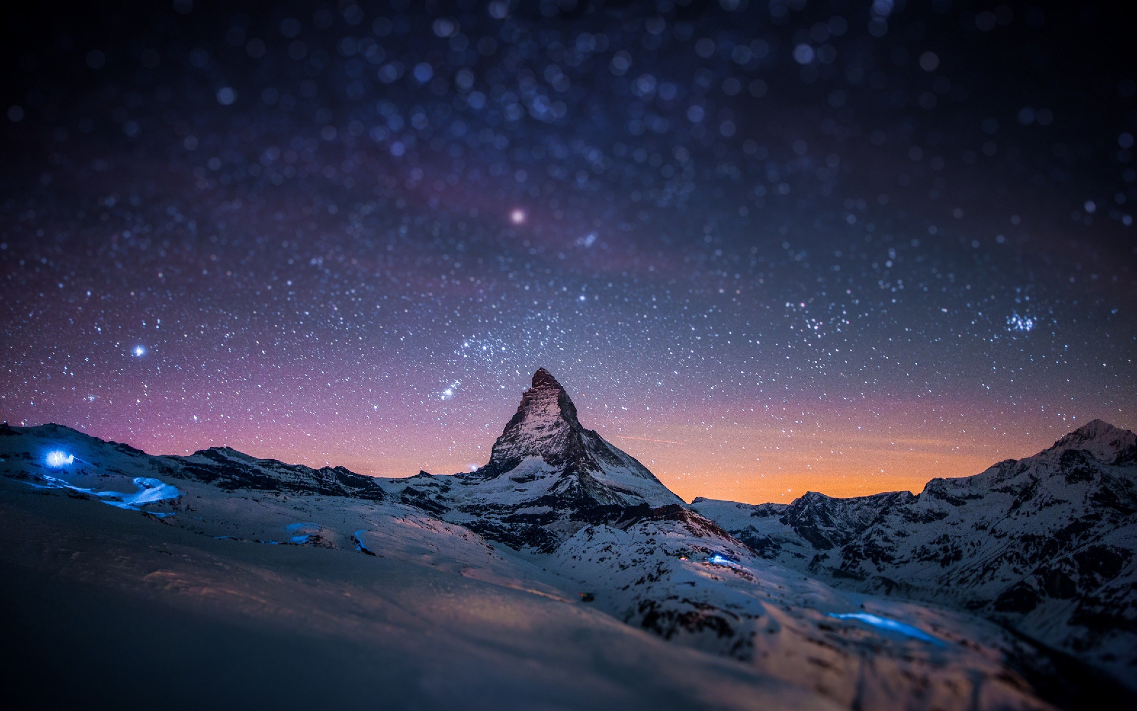 Naturaleza Noche Cielo Estrellas Blurred Light Show Montañas Fondos de pantalla HD