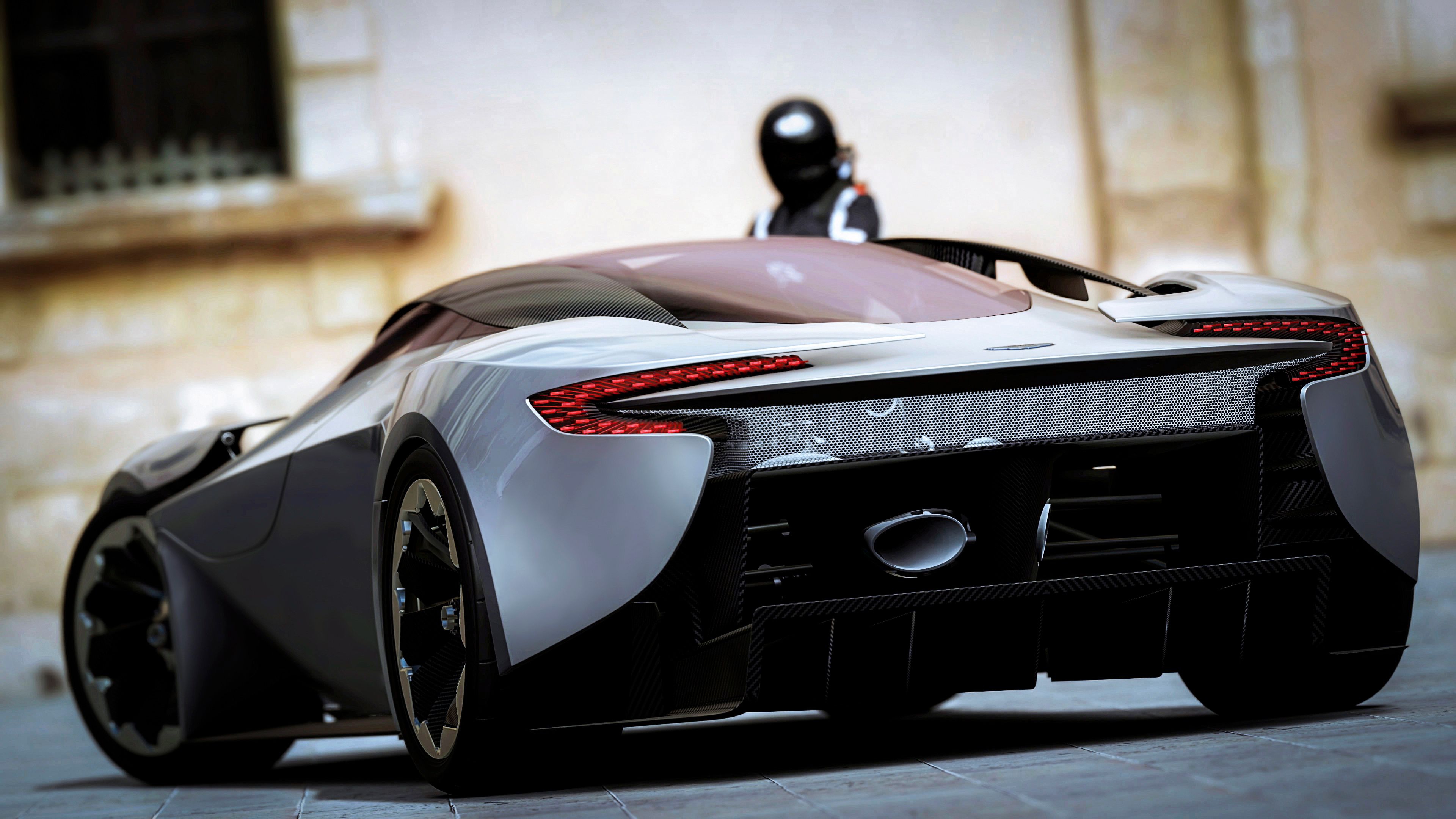 Fondos de pantalla: Aston Martin, vista trasera, negro, coche deportivo 3840x2160