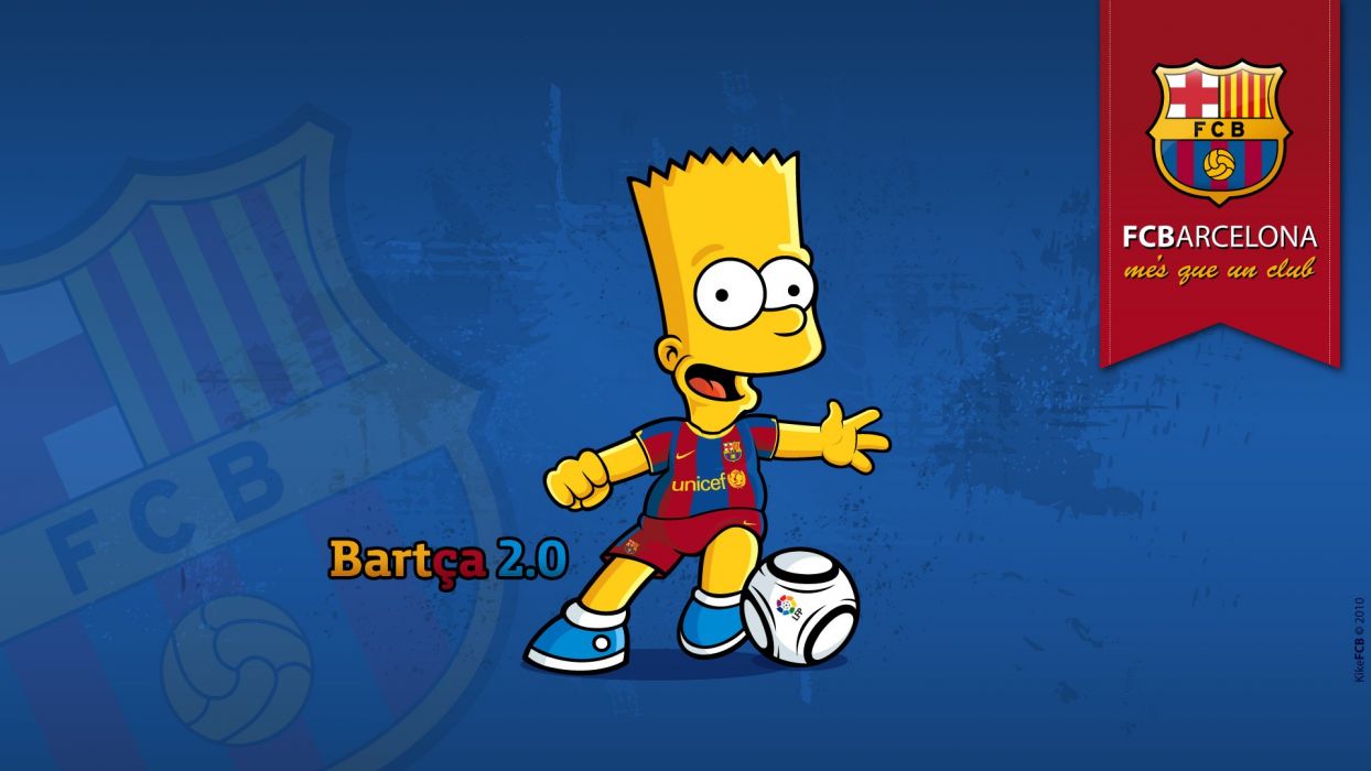 Dibujos animados azul deportes fútbol Los Simpsons Bart Simpson FC Barcelona