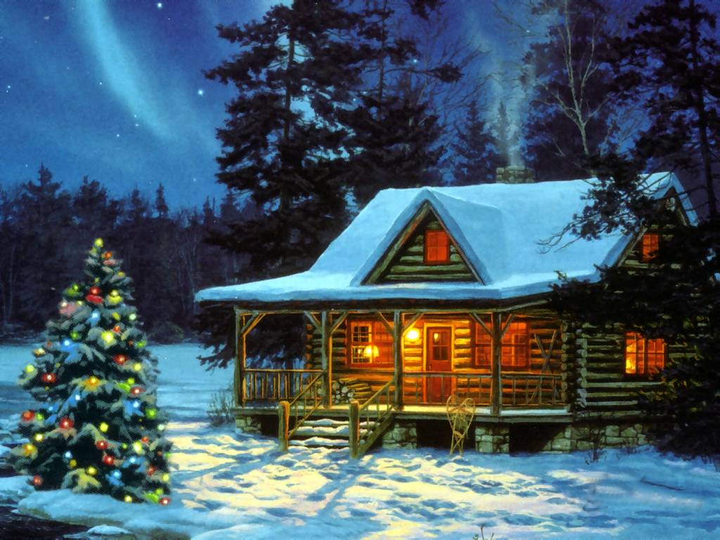 38+] Christmas Cabin Wallpaper