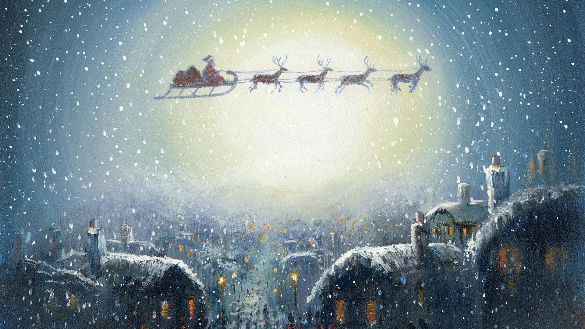 Santa Claus Fly Art Wallpaper Fondos de pantalla | WallpaperLepi
