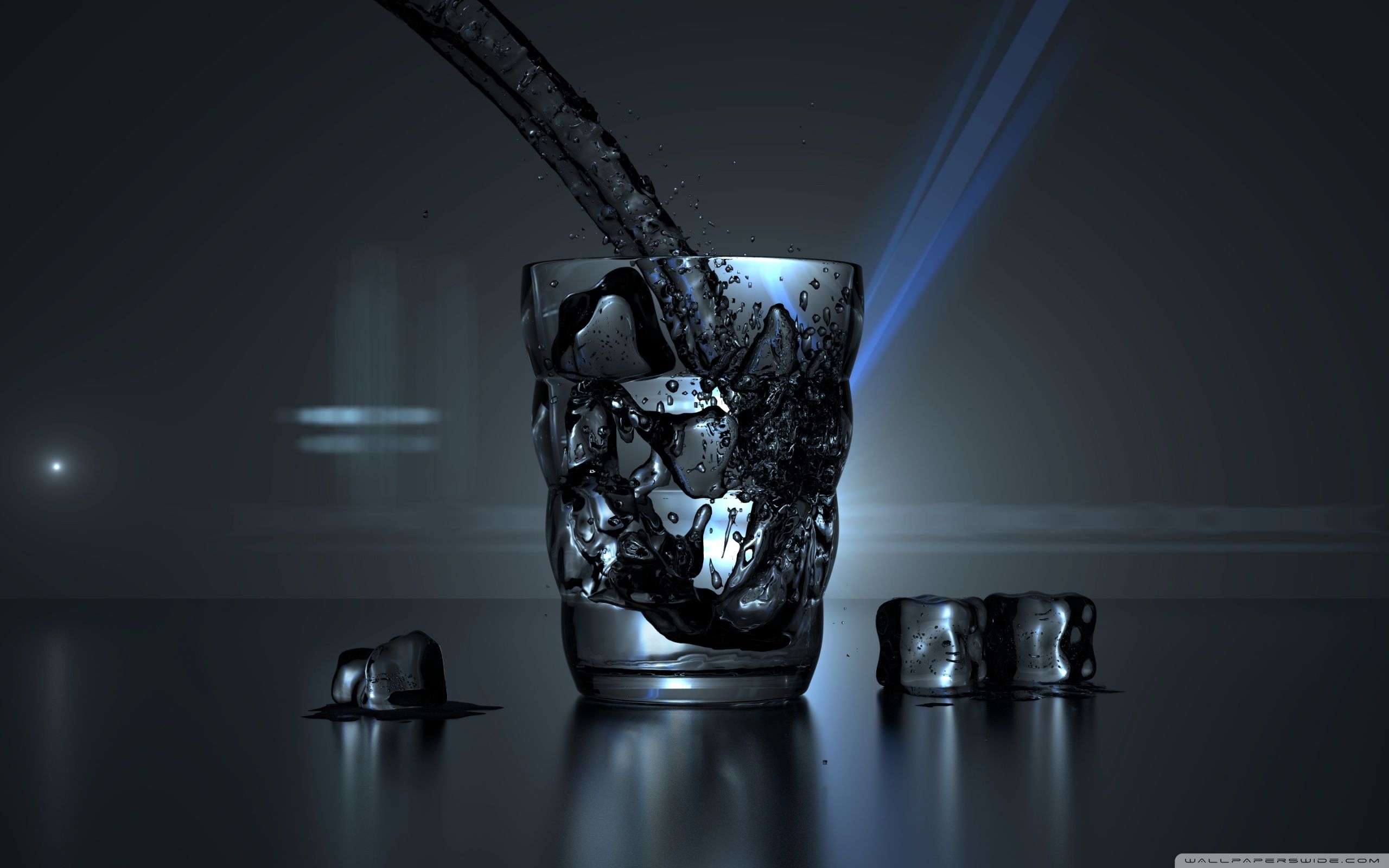 Vaso de agua y algunos cubitos de hielo ❤ 4K HD Desktop Wallpaper para 4K