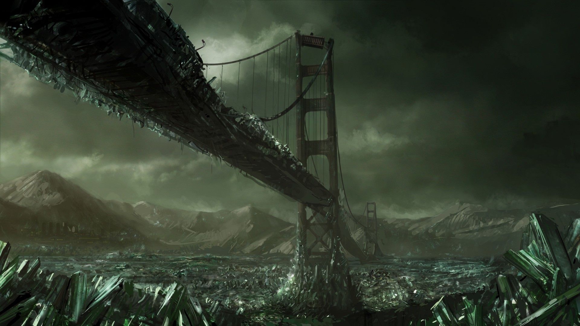 Fondos de pantalla: noche, apocalíptico, puente, San Francisco, barco fantasma