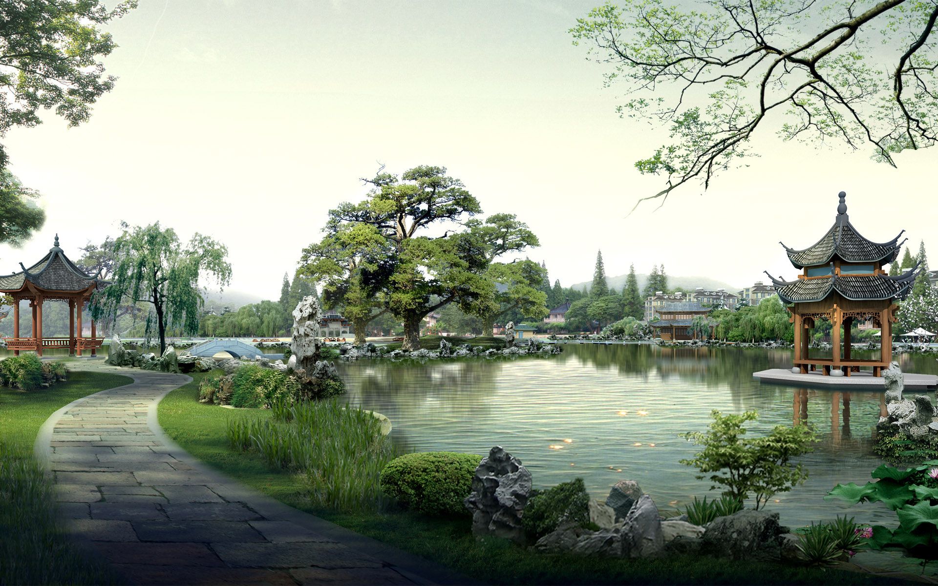 Fondos de jardines japoneses | Jardines de té japoneses y bonsai | Paisaje