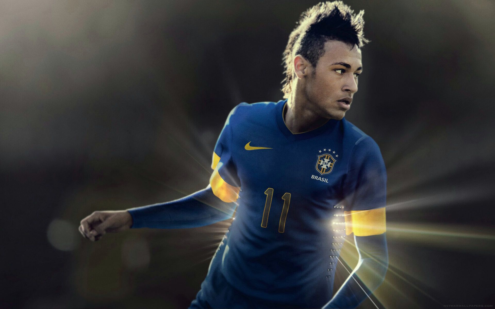 Neymar blue Brazil jersey wallpaper (2) - Fondos de pantalla de Neymar