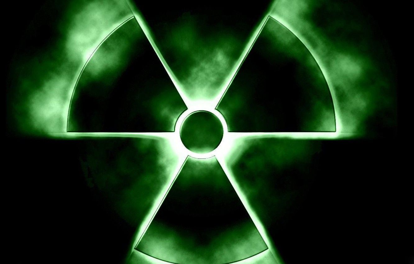 Fondo de pantalla verde, signo, radiactivo, radiación, imágenes fluorescentes