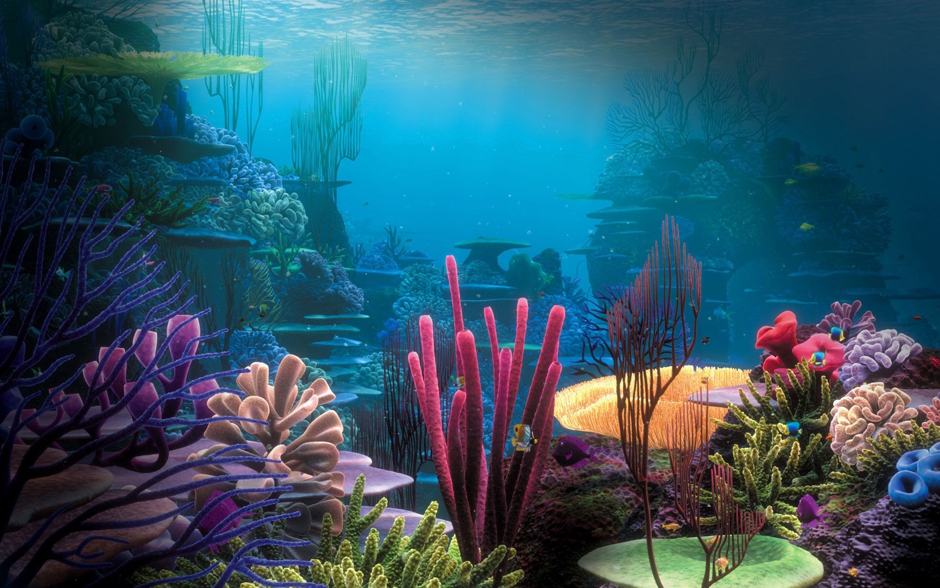 Descargar fondo de pantalla 1920x1200 fondo, océano, corales, multicolor