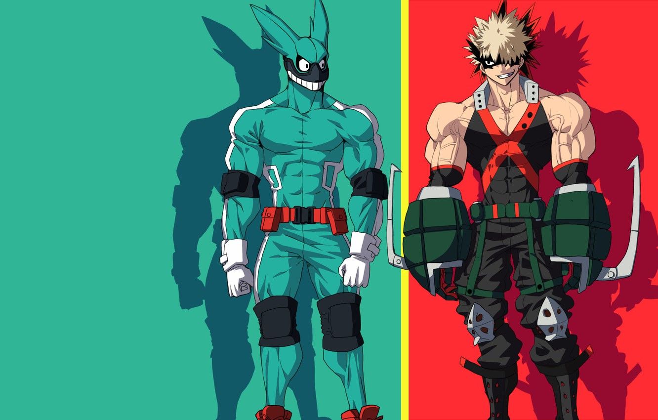 Fondo de pantalla verde, rojo, conejo, anime, héroe, amigos, manga, poderoso