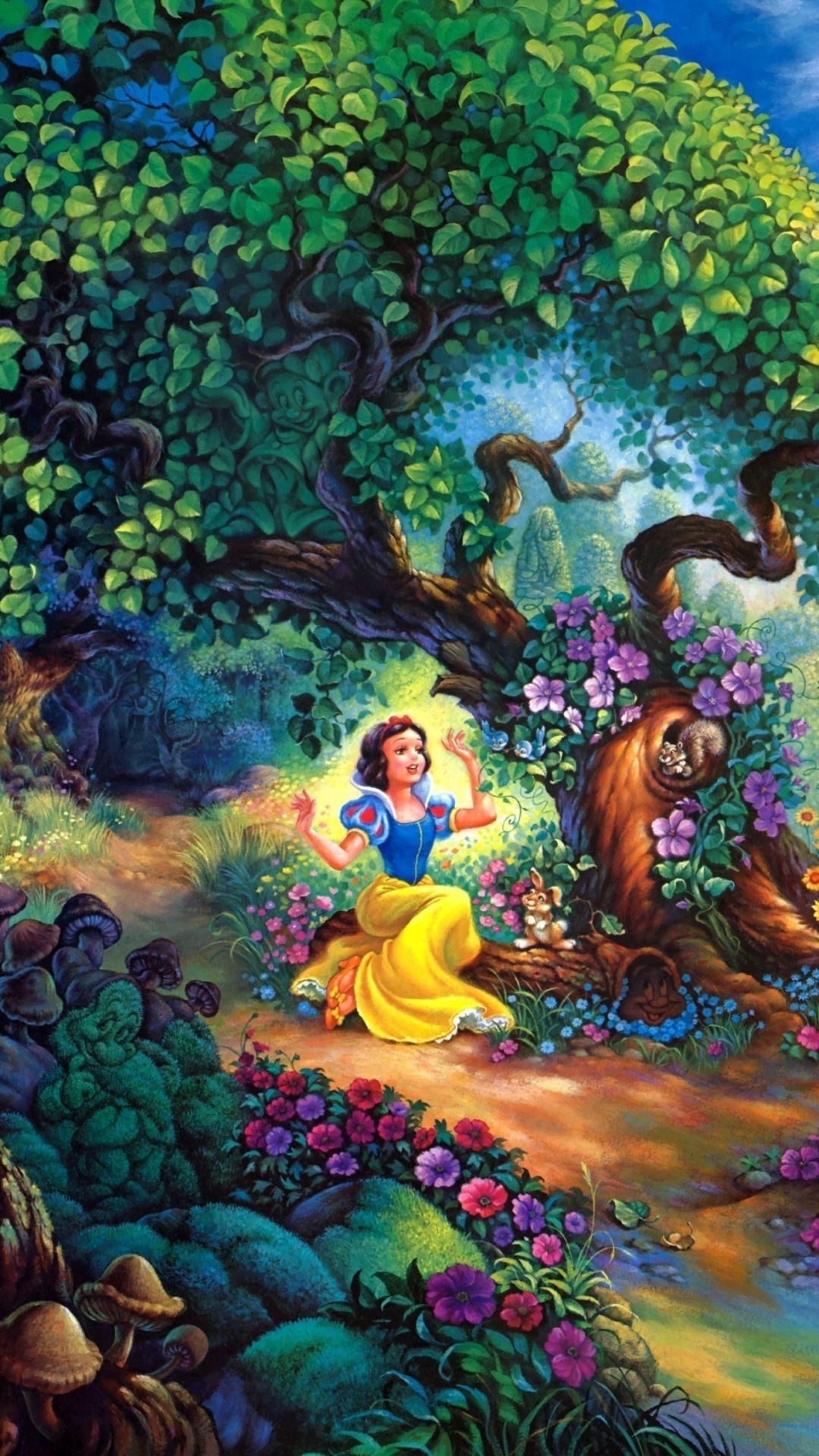 Snow White Fairy Forest Trees House iPhone 8 Fondos de pantalla descarga gratuita