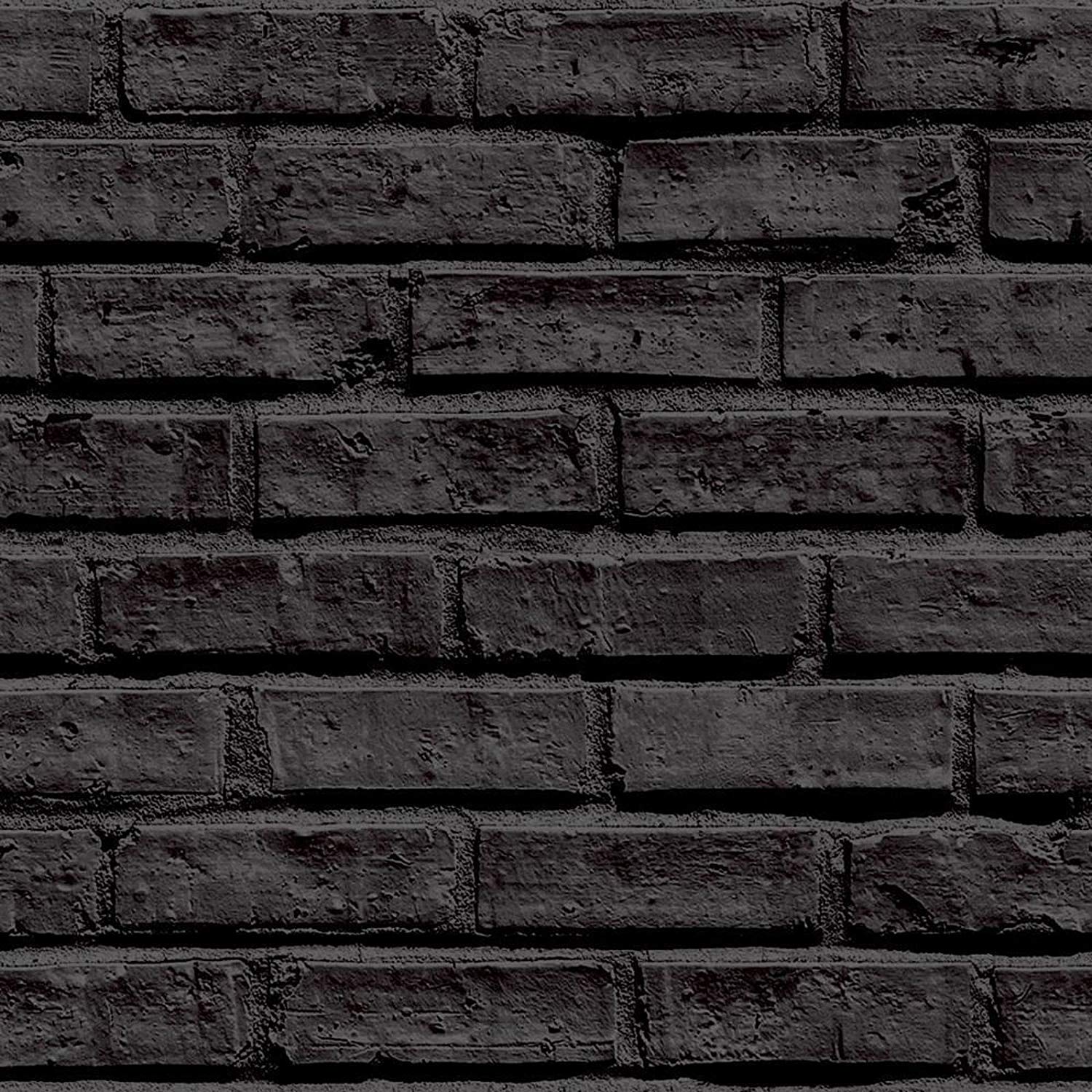 Black Brick Wallpaper - Arthouse 623007 - - Amazon.com