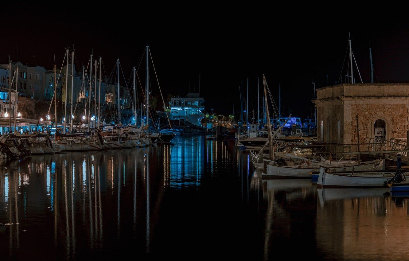 Fondo de pantalla nocturno, barcos, España, puerto, Menorca, imágenes de Ciutadella
