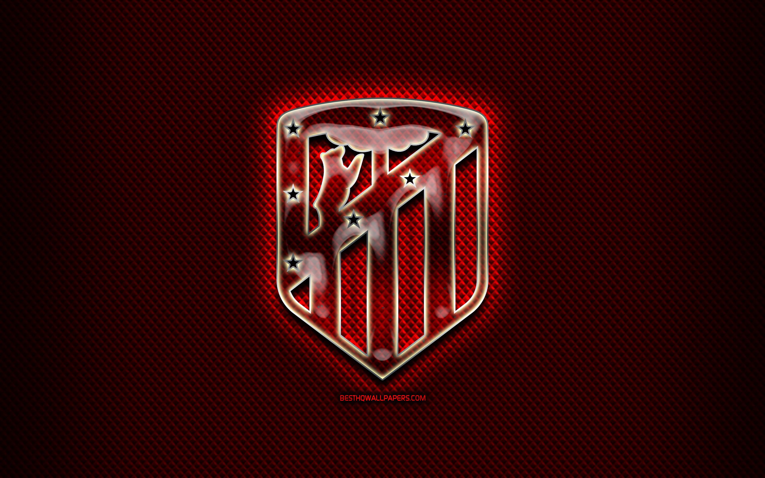 Descargar fondos de pantalla Atlético de Madrid FC, logotipo de cristal, rombo rojo