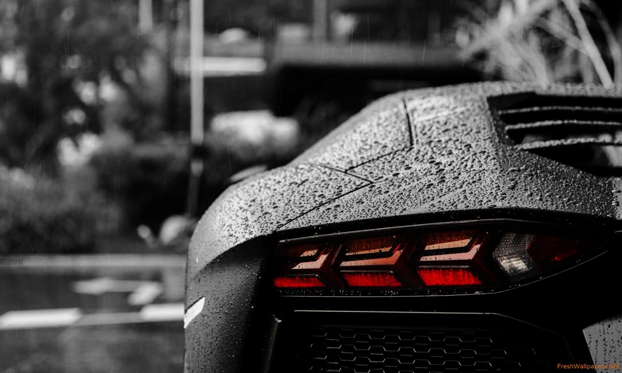 Negro Lamborghini Aventador En La Lluvia fondos de pantalla | Papeles pintados frescos