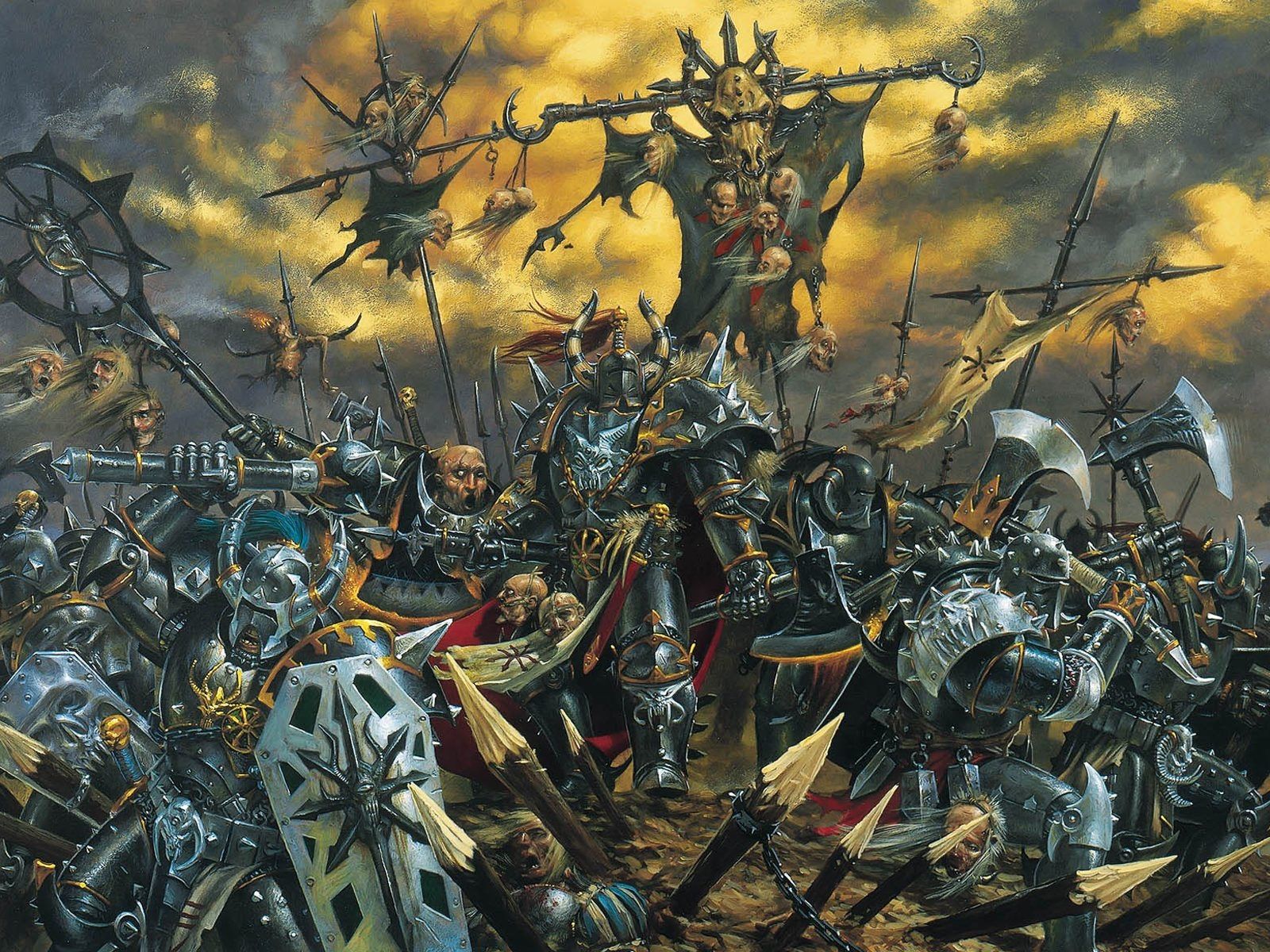 caballeros warhammer caos fantasía arte ejes espadas medievales 1600x1200