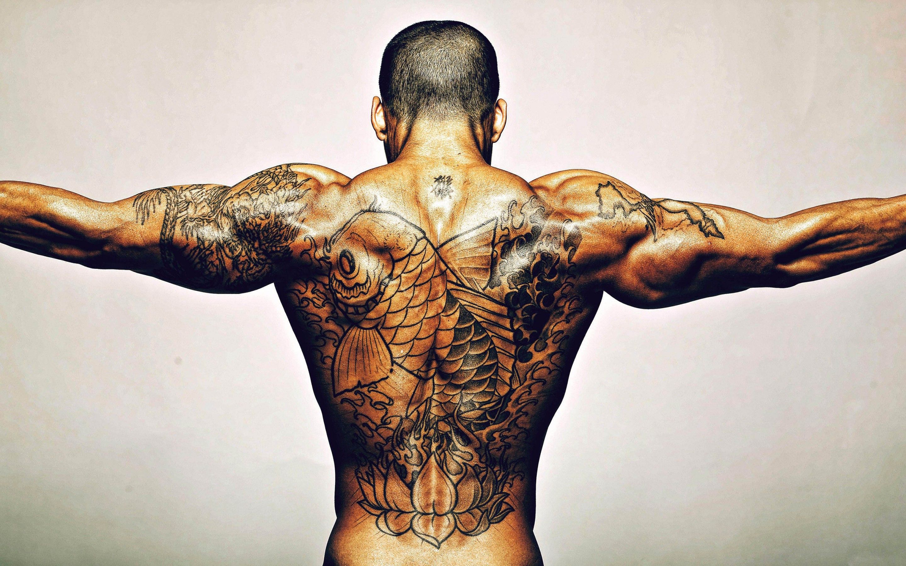 Tatuajes de fondo de pantalla, Hombre, Culturista, 4K, Estilo de vida, # 9497
