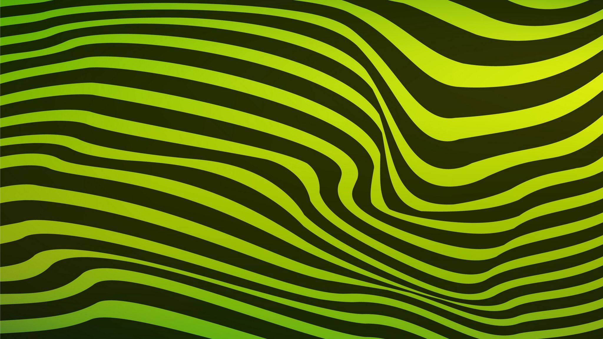 Descargar fondo de pantalla 2048x1152 líneas, ondulado, rayas, negro, verde