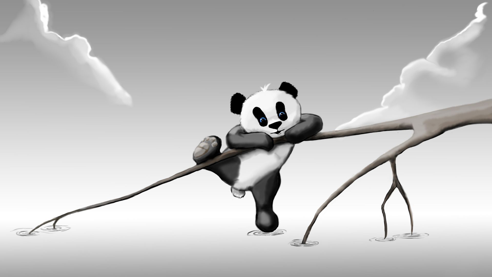 Lindo fondo de pantalla artístico Panda blanco y negro - Wallpaper Stream