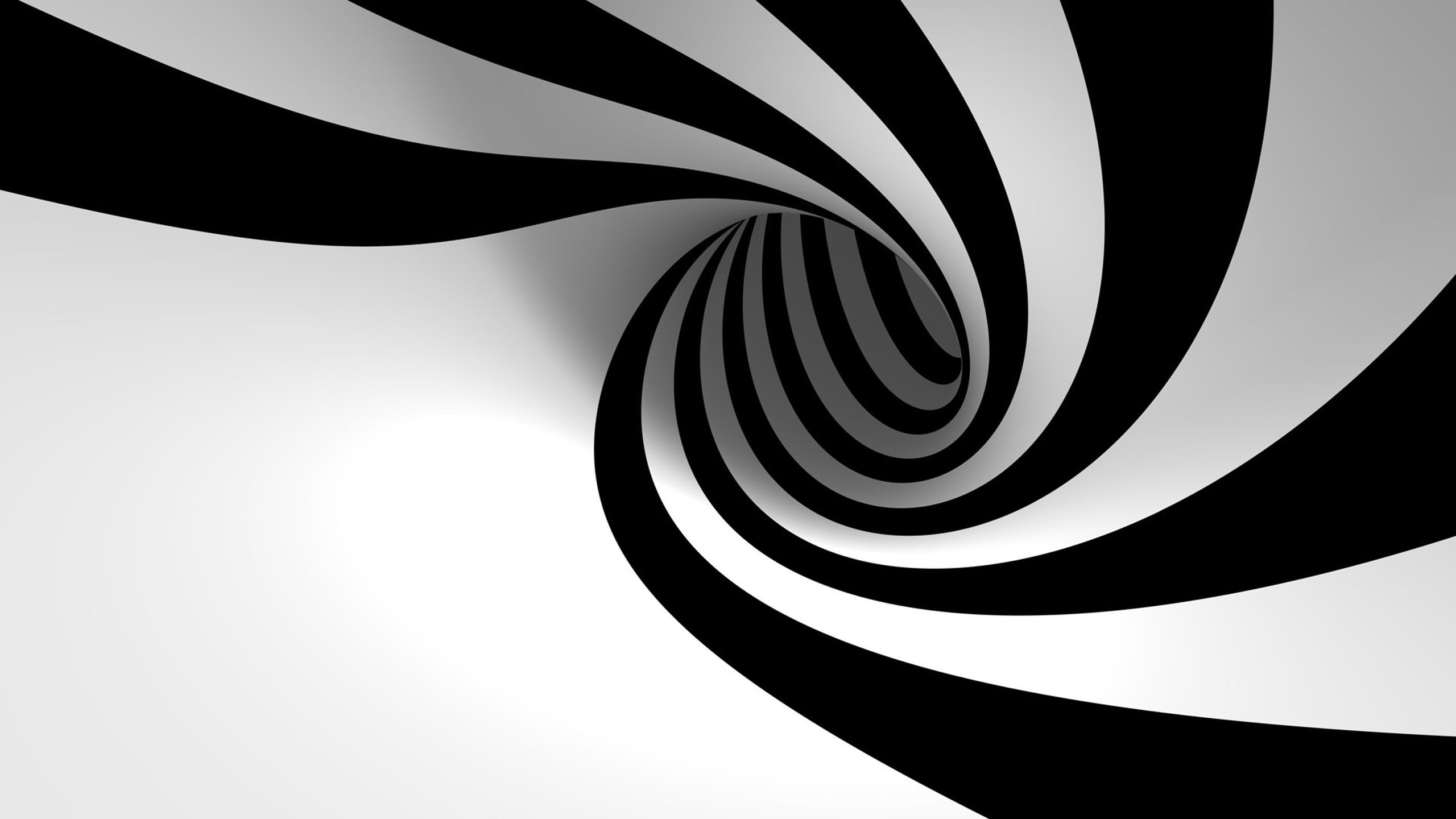 2560x1440 Papel pintado espiral blanco negro 3D | Espacio | Blanco negro