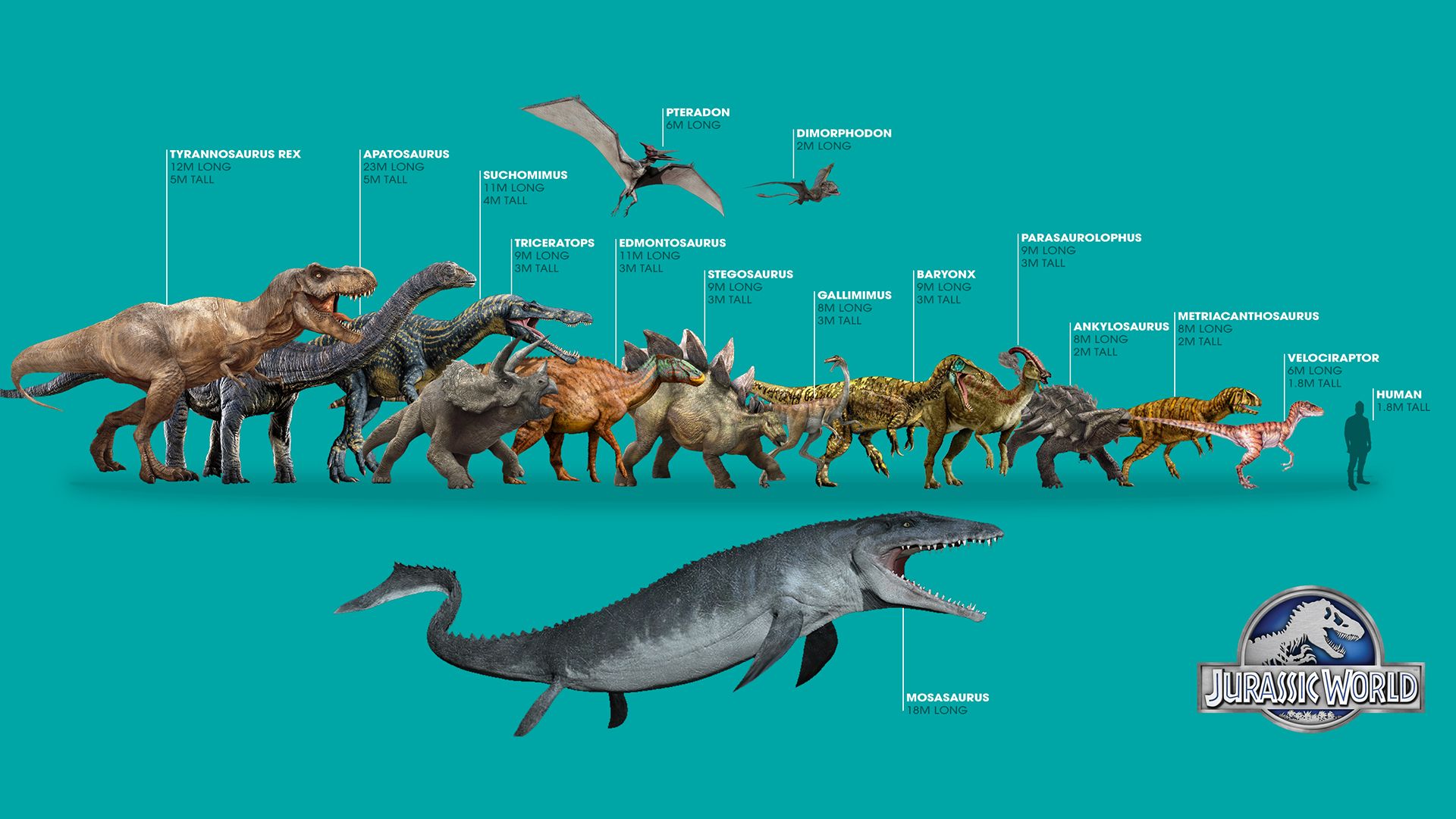 Jurassic World Dinosaurios Wallpaper - Con tamaños y escala correcta: D