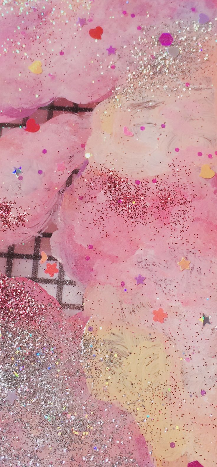 Confeti rosa y textura de brillo | Candy Overlay | Pastel Stars