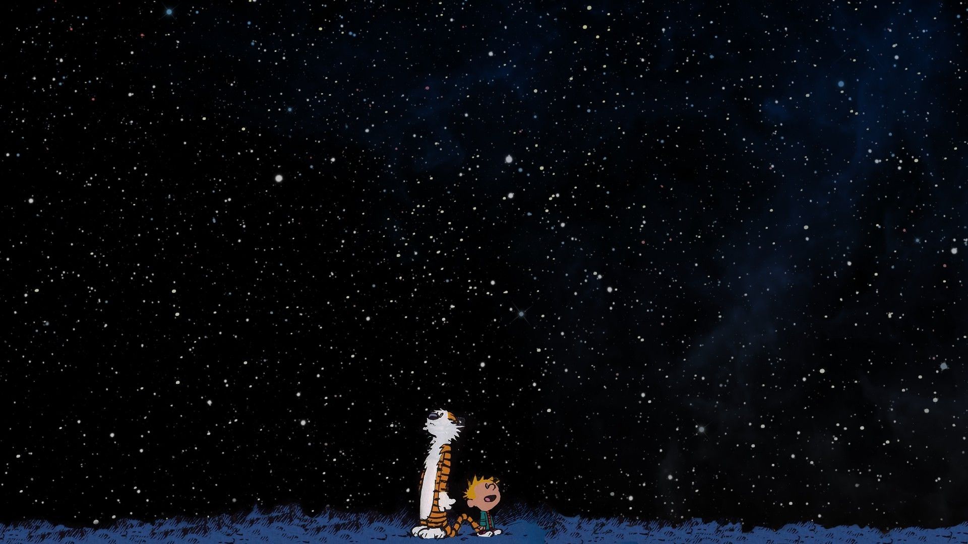 Calvin And Hobbes, Space, Stars 4K Fondo de pantalla HD | 1920x1080