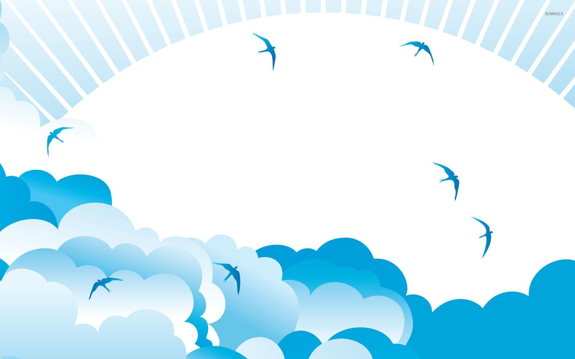 Fondo de pantalla de nubes y pájaros - Fondos de pantalla vectoriales - # 11748