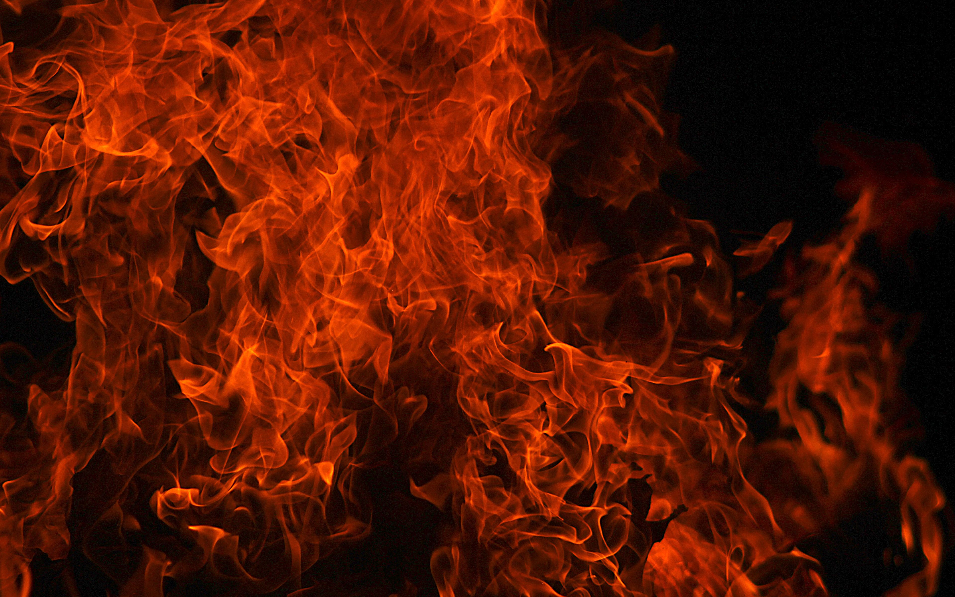 Descargar fondos de pantalla fuego textura, 4k, llamas de fuego, primer plano, naranja