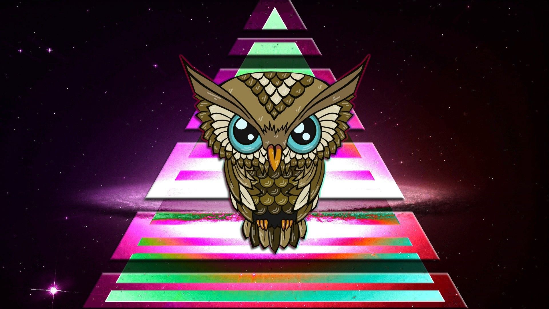 búho, triángulo, colorido, espacio, Illuminati Wallpapers HD / Desktop
